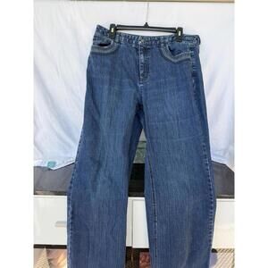 Talbots Women's 14 Stretch jeans Blue Bootcut Mid rise Embeoidered Pockets